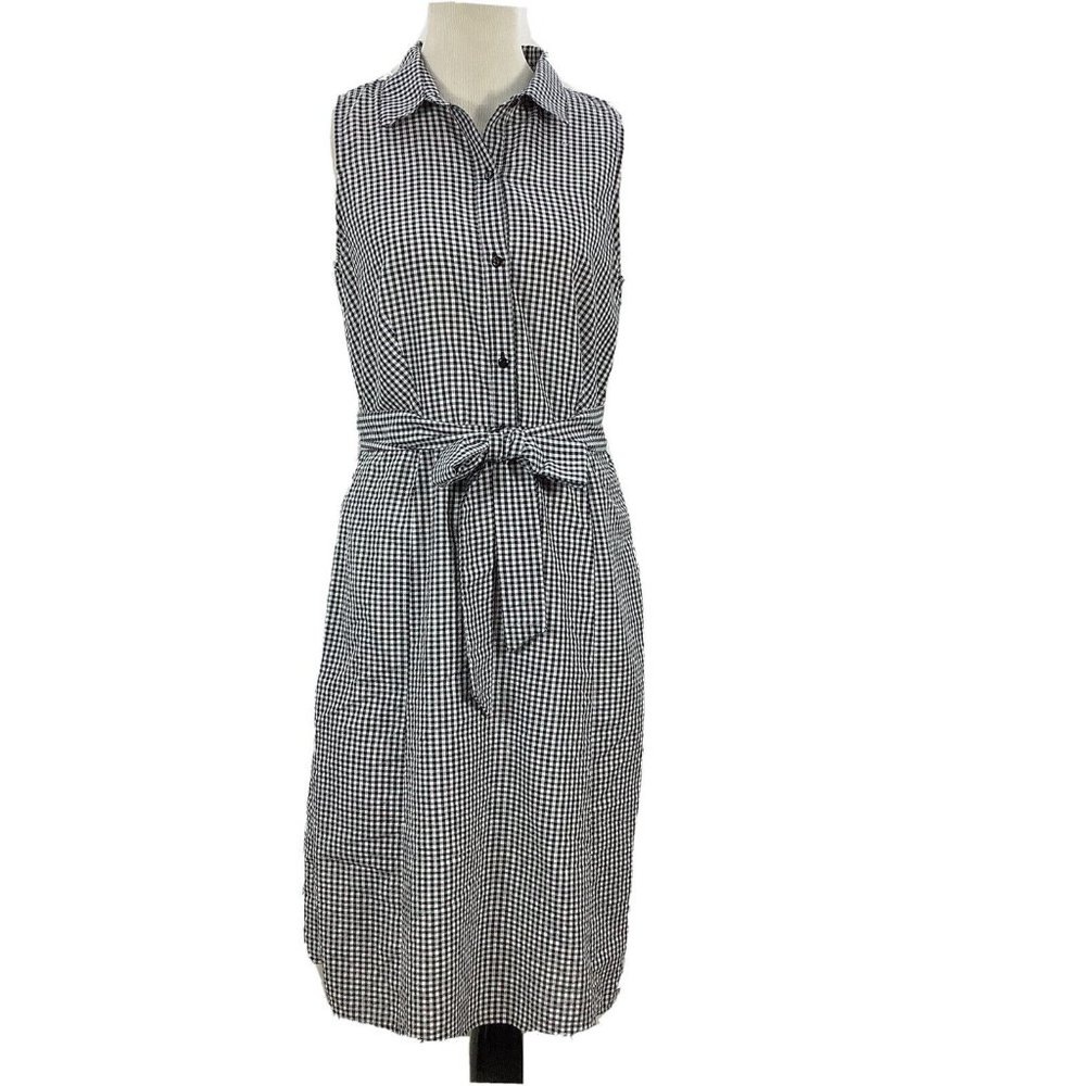 ENFOCUS STUDIO Dress *size 8 Sleeveless Gingham Shirt Dress Black White Check